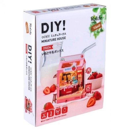 DIY つくるんです ミニチュアハウス いちご牛乳ボックス 665983-DS034 日本語説