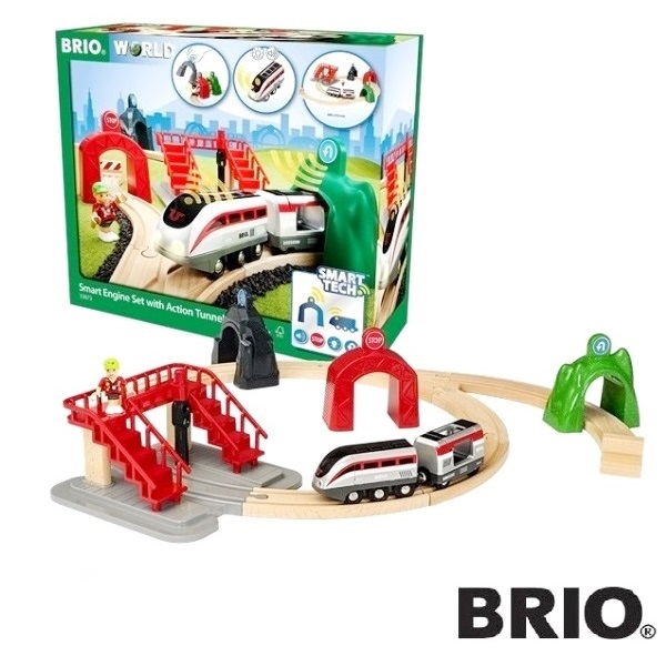 汽車 レール Brio World スマートテック アクショントンネルトラベルセット 33873 ヨーロッパのおもちゃ 木のおもちゃ 通販 アクトハオ 森のこびと